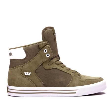 Supra Vaider Mens High Tops Shoes Olive UK 52BRE